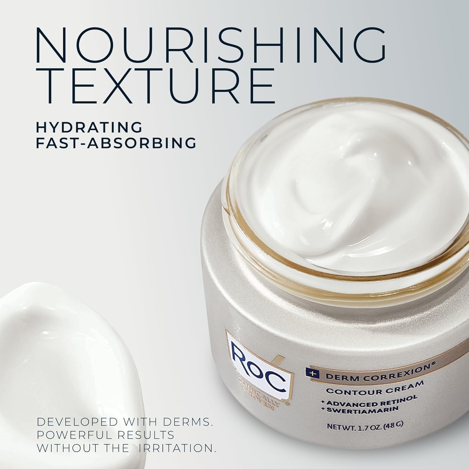 image:imageRoC Derm Correxion Neck Cream with Hyaluronic Acid Advanced Retinol to visibly Tighten amp Lift Horizontal Neck Lines Facial Moisturizer to Contour Face 17 oz with RoC Retinol Eye Packette