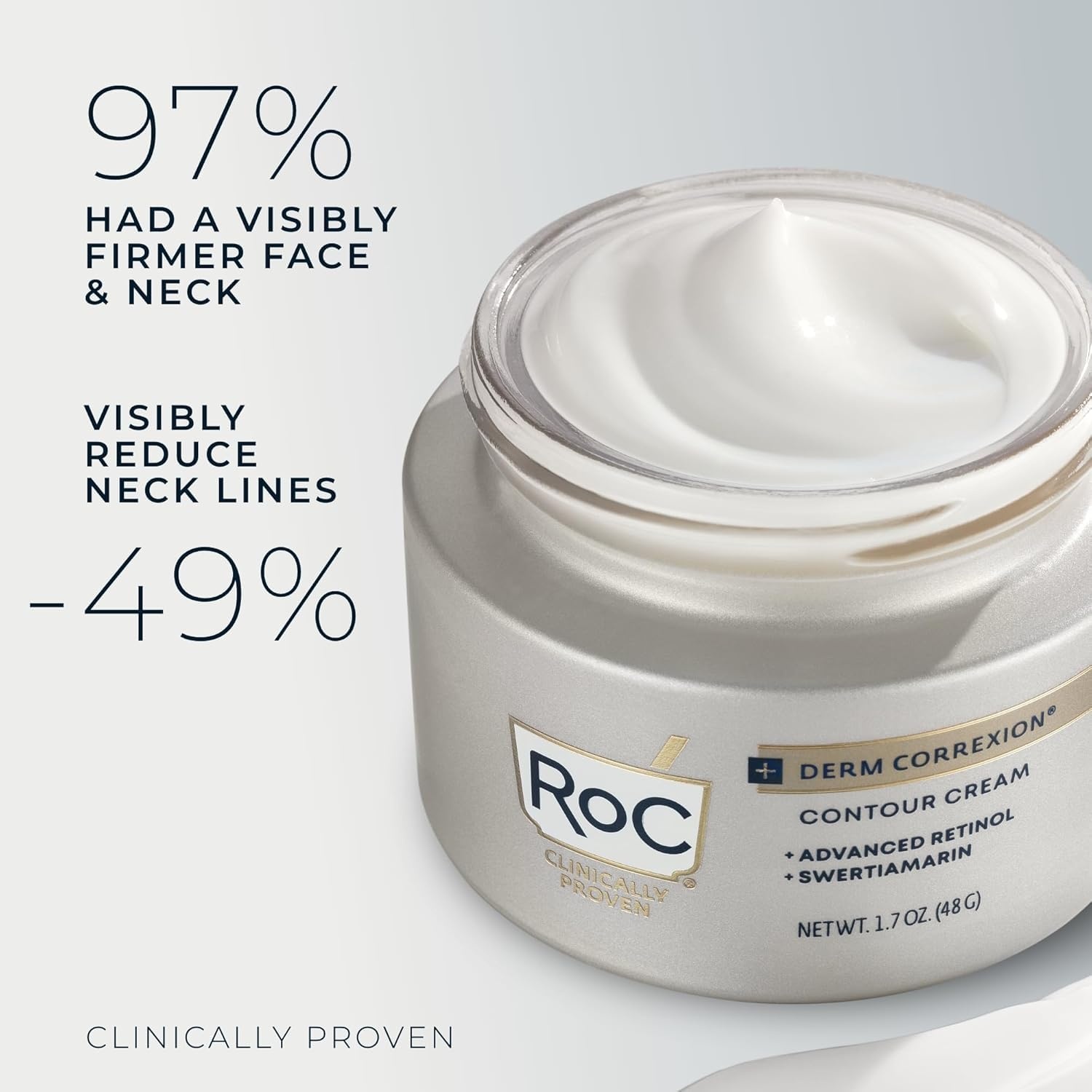 image:imageRoC Derm Correxion Neck Cream with Hyaluronic Acid Advanced Retinol to visibly Tighten amp Lift Horizontal Neck Lines Facial Moisturizer to Contour Face 17 oz with RoC Retinol Eye Packette