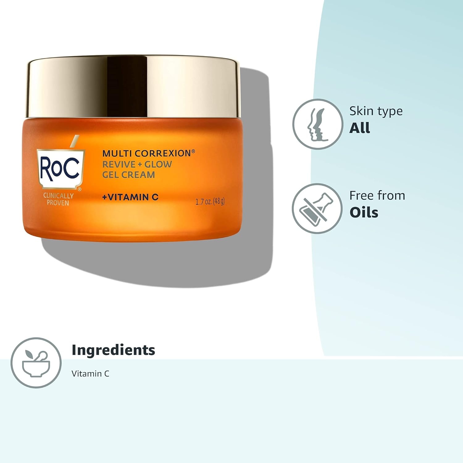 image:imageRoC Multi Correxion Revive Glow Vitamin C Sunscreen Broad Spectrum SPF 30 Face Moisturizer 17 oz with Retinol Eye Cream PacketteVitamin C Gel Cream