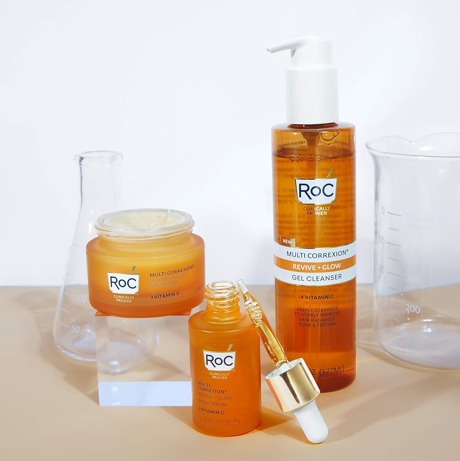 image:imageRoC Multi Correxion Revive Glow Vitamin C Sunscreen Broad Spectrum SPF 30 Face Moisturizer 17 oz with Retinol Eye Cream PacketteVitamin C Gel Cream