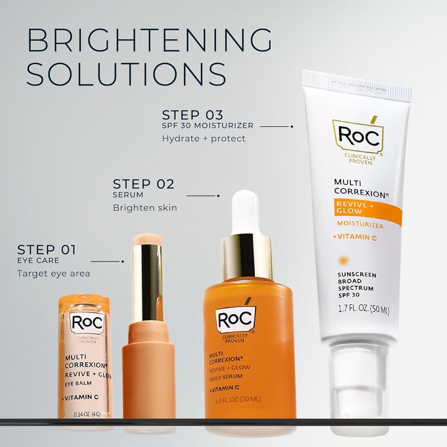 image:imageRoC Multi Correxion Revive Glow Vitamin C Sunscreen Broad Spectrum SPF 30 Face Moisturizer 17 oz with Retinol Eye Cream PacketteVitamin C Moisturizer