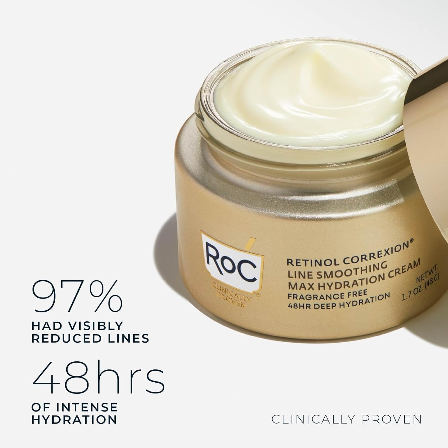 image:imageRoC Retinol Correxion Max Hydration AntiAging Daily Face Moisturizer with Hyaluronic Acid FragranceFree Oil Free Skin Care 17 Ounces Packaging May VaryFragrance Free
