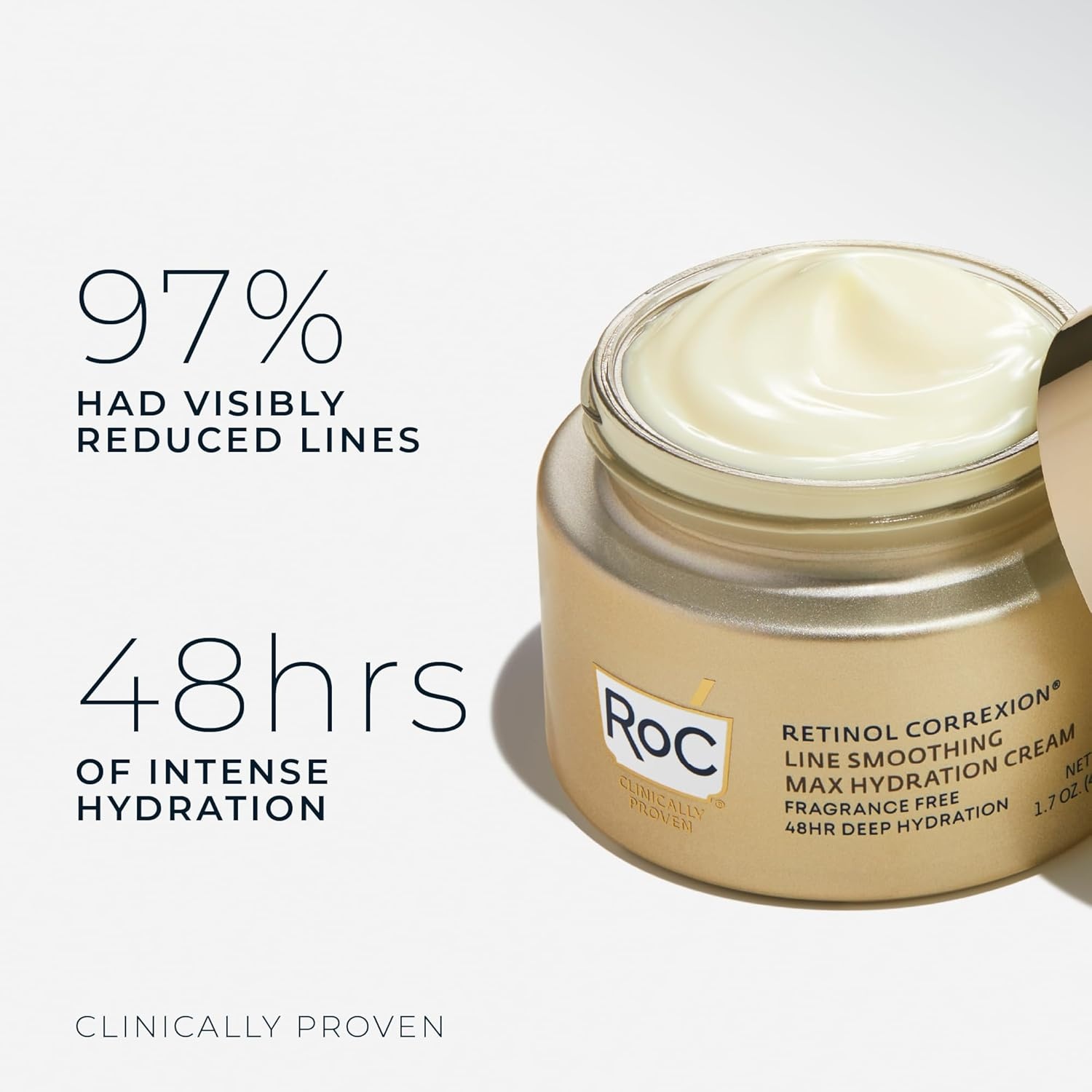 image:imageRoC Retinol Correxion Max Hydration AntiAging Daily Face Moisturizer with Hyaluronic Acid FragranceFree Oil Free Skin Care 17 Ounces Packaging May VaryFragrance Free