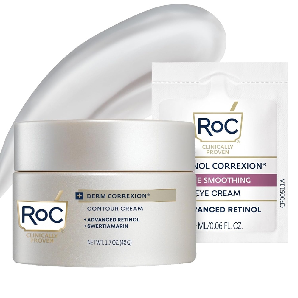 image:imageRoC Derm Correxion Neck Cream with Hyaluronic Acid Advanced Retinol to visibly Tighten amp Lift Horizontal Neck Lines Facial Moisturizer to Contour Face 17 oz with RoC Retinol Eye Packette