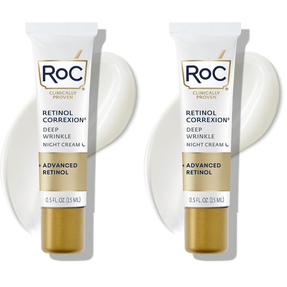 image:imageRoC Retinol Correxion Deep Wrinkle AntiAging Night Cream Daily Face Moisturizer with Shea Butter Glycolic Acid and Squalane Skin Care Treatment Mini 05 Ounces Packaging May Vary05 Fl Oz Pack of 2