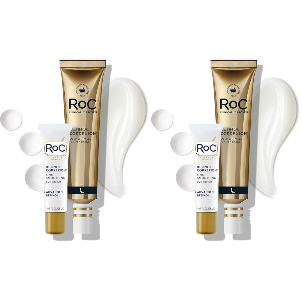 image:imageRoC Retinol Correxion Value Set Duo Deep Wrinkle AntiAging Night Face Cream Under Eye Cream for Dark Circles amp Puffiness Retinol Eye Care15 Fl Oz Pack of 2