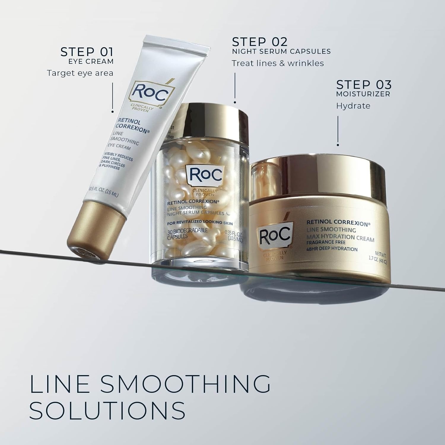 image:imageRoC Retinol Correxion AntiAging Wrinkle Night Serum Retinol Serum for Face Daily Treatment for Fine Lines Post Acne Scars 80 Capsules Limited Edition Value Set Unscented1 Count