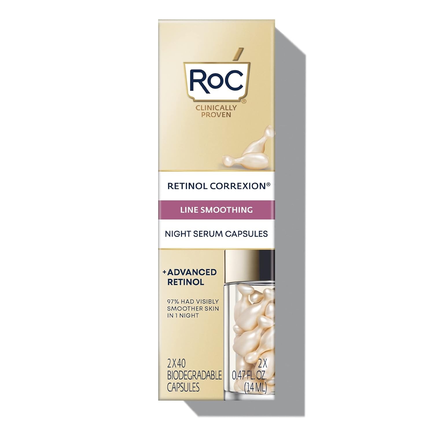 image:imageRoC Retinol Correxion AntiAging Wrinkle Night Serum Retinol Serum for Face Daily Treatment for Fine Lines Post Acne Scars 80 Capsules Limited Edition Value Set Unscented2 Count
