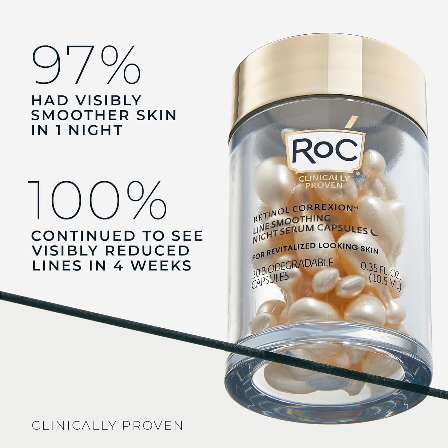 image:imageRoC Retinol Correxion AntiAging Wrinkle Night Serum Retinol Serum for Face Daily Treatment for Fine Lines Post Acne Scars 80 Capsules Limited Edition Value Set Unscented1 Count