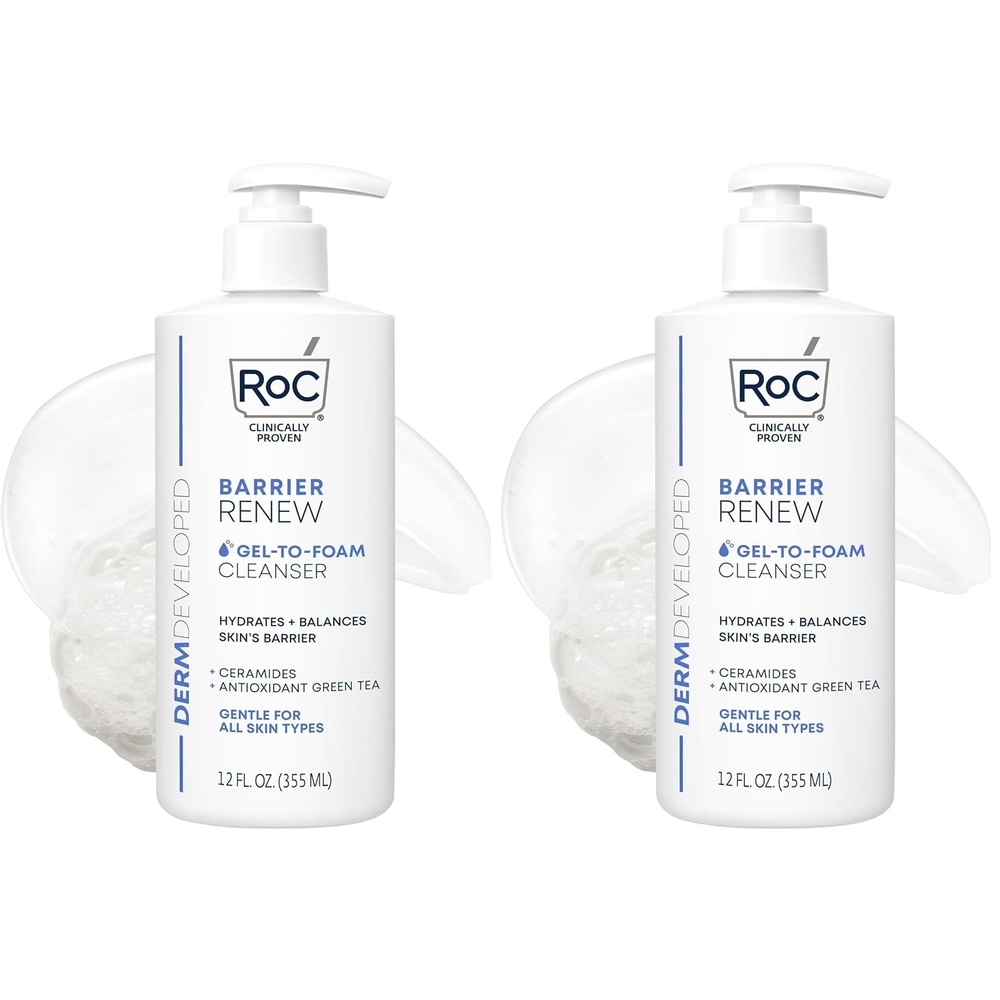 image:imageRoC Barrier Renew Gel to Foam Non Drying Foaming Facial Cleanser to Hydrate Skin facial cleanser for sensitive skin 12 Ounces12 Fl Oz Pack of 2
