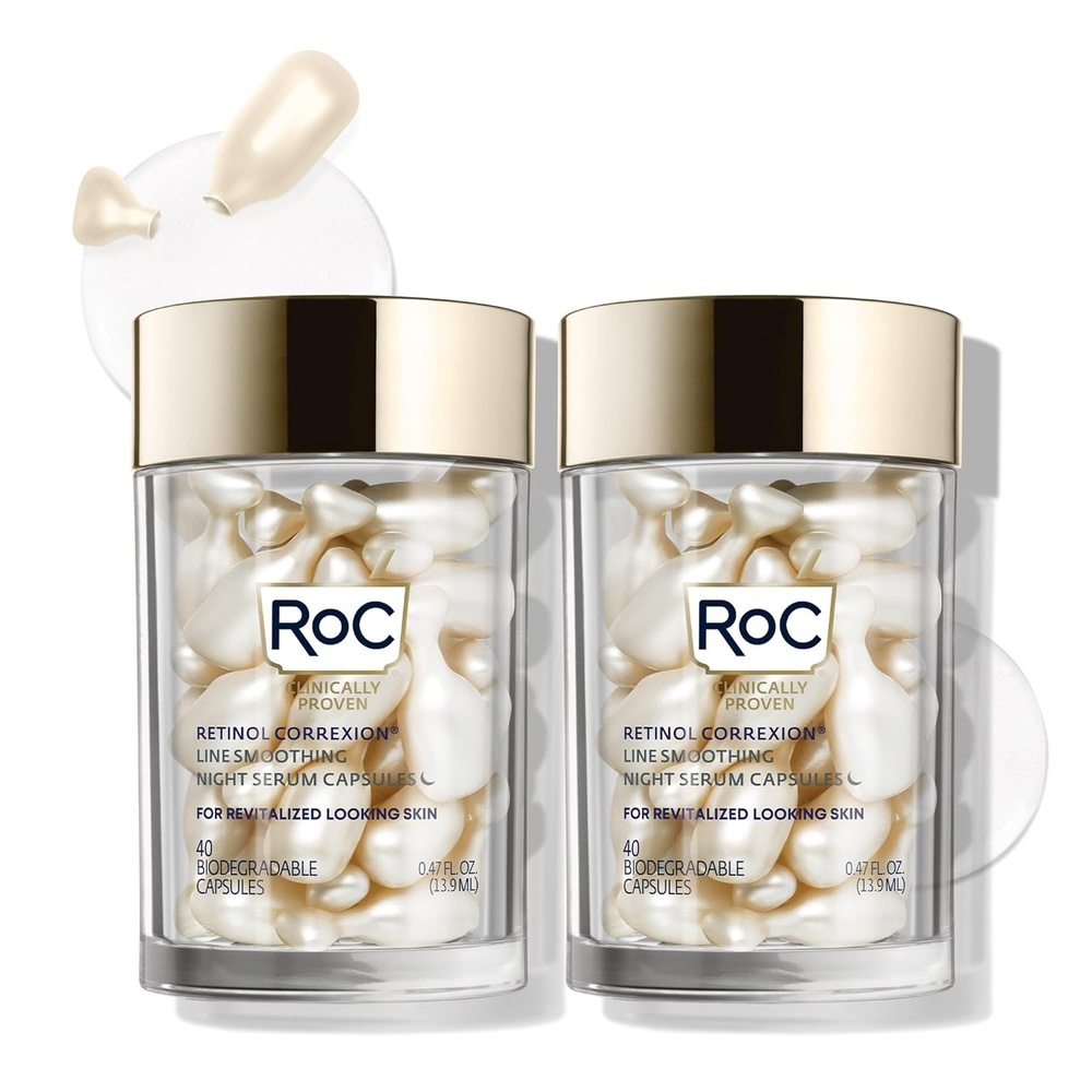 image:imageRoC Retinol Correxion AntiAging Wrinkle Night Serum Retinol Serum for Face Daily Treatment for Fine Lines Post Acne Scars 80 Capsules Limited Edition Value Set Unscented2 Count