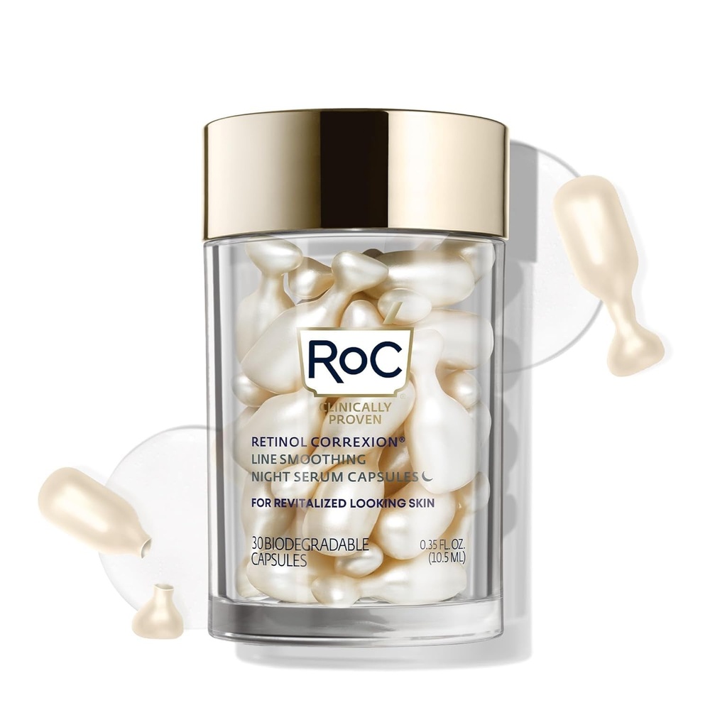 image:imageRoC Retinol Correxion AntiAging Wrinkle Night Serum Retinol Serum for Face Daily Treatment for Fine Lines Post Acne Scars 80 Capsules Limited Edition Value Set Unscented1 Count