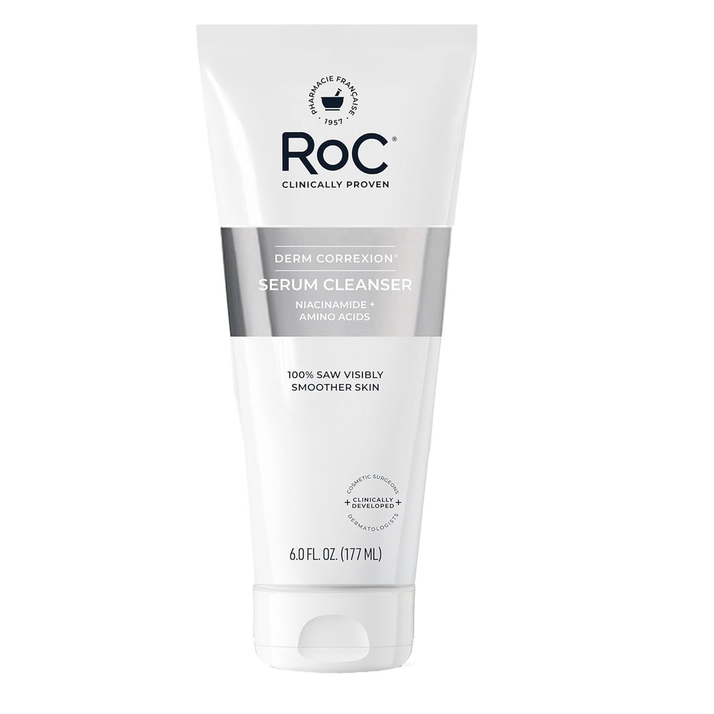 image:imageRoC Retinol Correxion Deep Wrinkle Serum Facial Cleanser with Niacinamide for AntiAging amp Fine Lines Makeup Remover Ophthalmologist Tested Skin Care 6 oz6 Fl Oz Pack of 1